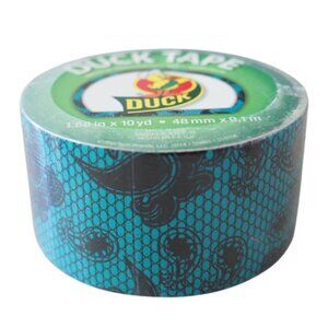 New Duck Tape Teal Blue and Black Lace Paisley Print